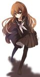  aisaka_taiga black_serafuku brown_eyes brown_hair highres long_hair pantyhose school_uniform serafuku solo toradora! transistor 