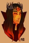  ainur clothed clothing crown girly glowing glowing_eyes hair j._r._r._tolkien long_hair male multiple_eyes mutisija orange_eyes plain_background sauron scales sketch solo two_tone_hair 