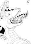  breasts clothing dragon drooling english_text fangs female imminent_vore macro male micro mr_person nipples pants saliva sharp_teeth shirt size_difference sketch teeth text tongue tongue_out vore 