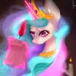  candle equine female feral friendship_is_magic glowing hair horn horse levitation long_hair magic mammal multi-colored_hair my_little_pony pony princess_celestia_(mlp) saoiirse solo winged_unicorn wings 