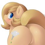  back_turned backy blue_eyes blush brown_hair butt cutie_mark derpah equine featureless_crotch female feral hair hi_res horse looking_at_viewer looking_back mammal my_little_pony original_character plain_background pony raised_tail shaded solo white_background 