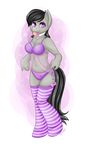  anthro anthrofied black_hair bow_tie bra citrus_lemonade cleavage clothed clothing cutie_mark earth_pony equine eyelashes female friendship_is_magic fur grey_fur hair hi_res horse legwear looking_at_viewer mammal my_little_pony octavia_(mlp) panties pony purple_eyes solo striped_thigh_highs thigh_highs tongue tongue_out translucent translucent_clothing transparent_clothing underwear 