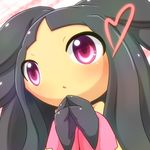  alternate_form black_hair blush heart kaceuth mawile mega_mawile mega_pokemon no_humans pokemon pokemon_(game) pokemon_xy red_eyes solo 