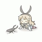  :3 animal_ears animated animated_gif bad_id bad_pixiv_id beetle blonde_hair blush blush_stickers bug bunny_ears chibi elbow_gloves gloves insect kantai_collection long_hair open_mouth shimakaze_(kantai_collection) simple_background skirt solo stag_beetle striped striped_legwear thighhighs ugoira_conversion white_background yuasan 