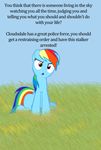  female friendship_is_magic grass horse looking_at_viewer mammal my_little_pony pegasus pony rainbow_dash_(mlp) religion sitting solo text the_truth unknown_artist wings 