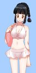  asymmetrical_hair bag black_hair braid breasts chi-chi_(dragon_ball) cleavage dragon_ball halter_top halterneck handbag mature medium_breasts miniskirt red_eyes short_hair sidelocks single_braid skirt solo yukimitsuki 