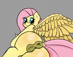  anus butt equine female fluttershy_(mlp) friendship_is_magic grey_background hair mammal my_little_pony pegasus plain_background pussy snazzypone solo wings 