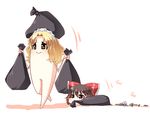  bad_pixiv_id blonde_hair bow carrying dragging fish_bone hair_bow hair_tubes hakurei_reimu maid_headdress no_humans shin'ya_(mystic-soramame) subspecies touhou touhou_(pc-98) trash trash_bag walking yukkuri_shiteitte_ne yumeko 