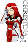  character_name christina_mackenzie female green_eyes gundam gundam_0080 long_hair pilot_suit red_hair solo 