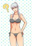  1girl ? bikini breasts genderswap long_hair narukami_yuu persona persona_4 sliver_hair solo swimsuit 