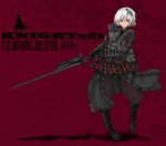  armor boots coat copyright_request gauntlets gun gunblade load_bearing_vest military pouch red_eyes short_hair sigama solo sword weapon white_hair 