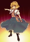  alice_margatroid bad_id bad_pixiv_id blonde_hair blue_eyes book boots hairband highres short_hair solo touhou tsun_(tsuncha) 