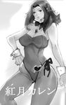  between_breasts bow bowtie breasts code_geass evil-ss greyscale kallen_stadtfeld leotard monochrome pantyhose playboy_bunny_leotard short_hair solo wide_hips wrist_cuffs 