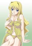  adilisia_lenn_mathers arm_support blonde_hair blue_eyes blush breasts cleavage covered_nipples large_breasts lingerie long_hair misnon_the_great navel nightgown panties rental_magica see-through sitting solo underwear yellow_nightgown yellow_panties 