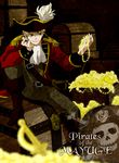  axis_powers_hetalia bad_id bad_pixiv_id belt bicorne blonde_hair blue_eyes boots coin cravat epaulettes gold hat jewelry kogashi_negi male_focus pirate ring skull skull_and_crossbones smirk solo sword treasure treasure_chest tricorne united_kingdom_(hetalia) weapon 