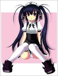  black_hair child hair_ribbon kooh kyoku_tou long_hair pangya panties red_eyes ribbon solo thighhighs twintails underwear 