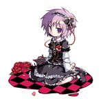  :3 checkered dollar flower gothic_lolita kaenbyou_rin kaenbyou_rin_(cat) komeiji_satori lolita_fashion petting rose sitting solo staring touhou 