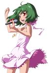  absurdres fang gotou_keiji green_hair highres macross macross_frontier microphone ranka_lee solo transparent_background vector_trace 