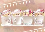  &gt;_&lt; :3 :d blonde_hair blush chibi clone closed_eyes commentary_request cup flandre_scarlet four_of_a_kind_(touhou) hammer_(sunset_beach) hat in_container in_cup looking_at_viewer mug multiple_girls multiple_persona open_mouth parody red_eyes revision short_hair side_ponytail sideways_glance smile touhou wagamama_fairy_mirumo_de_pon! wings xd 