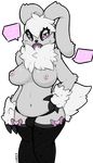  breasts dialog dickgirl fuzzy intersex lagomorph legwear mammal rabbit sheep_(artist) stockings text 
