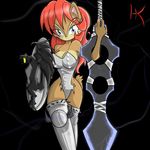  breasts female hayakain sally_acorn sega shield sonic_(series) sword weapon 
