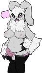 breasts dialog dickgirl erection fuzzy intersex lagomorph legwear mammal penis rabbit sheep_(artist) stockings text 