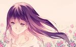  1girl artist_request byakugan face flower hyuuga_hinata light_smile littlebutsmall long_hair naruto purple_eyes purple_hair smile solo 