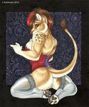  corset feline female hindpaw kashmere lion mammal paws pussy red_eyes solo 