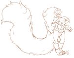  4_toes anthro barefoot big_breasts breasts canine clothing dog female fur hair loincloth long_hair long_tail long_tongue mammal matt_burt open_mouth plain_background sketch solo standing teeth toes tongue tongue_out tuft white_background 