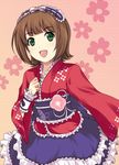  amami_haruka bad_id bad_pixiv_id brown_hair frills green_eyes hairband idolmaster idolmaster_(classic) lolita_fashion onion_(lemlaml) revision short_hair solo wa_lolita yukata_maid_(idolmaster) 