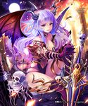 bat character_request demon_girl full_moon horns long_hair moon nasubi_(w.c.s) shingeki_no_bahamut skull sword thighhighs weapon wings 