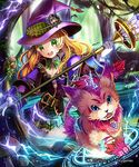  beast gloves hat long_hair magic_circle nasubi_(w.c.s) rita_(shingeki_no_bahamut) shingeki_no_bahamut skirt staff wavy_hair witch_hat 