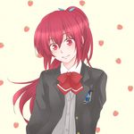  akito_md free! long_hair matsuoka_gou ponytail red_eyes red_hair school_uniform smile solo 