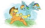  applejack_(mlp) equine female feral friendship_is_magic horse hybridance mammal my_little_pony pegasus pony rainbow_dash_(mlp) wings 