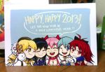  5girls :d akemi_homura beret black_hair blonde_hair blue_eyes blue_hair blush bow choker closed_eyes english gloves greeting_card hair_bow hair_ornament hair_ribbon hairband happy_new_year hat kaname_madoka kyubey looking_at_another luminous_(madoka_magica) magical_girl mahou_shoujo_madoka_magica miki_sayaka multiple_girls new_year one_eye_closed open_mouth photo pink_hair ponytail red_eyes red_hair ribbon ribbon_choker sakura_kyouko silverxp smile soul_gem tomoe_mami yellow_eyes 