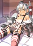  :o amatsukaze_(kantai_collection) arm_support armor armpits bangs bare_shoulders bed black_dress black_panties blurry blush buttons cameltoe choker covered_nipples crotch depth_of_field dress flat_chest full_body garter_straps hair_between_eyes hair_tubes hairband half_updo highres indoors kantai_collection leaning_back lifebuoy long_hair long_sleeves looking_at_viewer navel neckerchief no_bra o_o off_shoulder on_bed open_clothes open_dress open_mouth panties parted_bangs patricia_(stylish_marunage) pillow red_legwear rensouhou-kun sailor_dress seiza shade short_dress side-tie_panties silver_hair sitting striped striped_legwear sweatdrop thighhighs two_side_up underwear very_long_hair yellow_eyes 