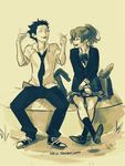  1boy 1girl couple deaf happy hetero highres ishida_shouya koe_no_katachi monochrome nishimiya_shouko ponytail sign_language viktoria_ridzel viria 
