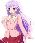  :d ameya_kirika crossdressing hand_on_own_chest happiness! highres long_hair open_mouth otoko_no_ko purple_eyes purple_hair school_uniform serafuku smile very_long_hair watarase_jun 