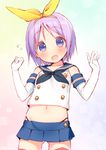  blush cosplay elbow_gloves flying_sweatdrops gloves gradient gradient_background hair_ornament hairband hiiragi_tsukasa kantai_collection lucky_star navel open_mouth pleated_skirt purple_eyes purple_hair school_uniform serafuku shimakaze_(kantai_collection) shimakaze_(kantai_collection)_(cosplay) short_hair simple_background sketch skirt solo sweat thighhighs usashiro_mani white_gloves yellow_hairband zettai_ryouiki 