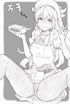  blush breasts character_request crying crying_with_eyes_open fallen_down greyscale hat ina_(gokihoihoi) long_hair medium_breasts monochrome panties panties_under_pantyhose pantyhose solo spread_legs tears underwear upskirt v 
