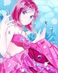  :o azuki_(ggrksss-apple) bad_id bad_pixiv_id bandeau bangs blue_eyes bubble circlet fingernails long_fingernails looking_at_viewer love_live! love_live!_school_idol_project mermaid_costume nishikino_maki parted_lips red_hair short_hair solo swept_bangs underwater 