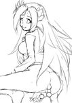  1girl anal_beads anus ass character_request female long_hair looking_back md5_mismatch monochrome negative_(artist) pixiv_thumbnail pussy sketch smile solo uncensored 