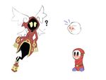  bit-small boo breasts coat cute female ghost glowing glowing_eyes hood hooded lantern legless long_sleeves male mario_bros mask nintendo plain_background shyguy spirit teepa video_games wings 