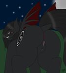  anus back_turned bat_pony bat_wings bedroom_eyes black_hair clitoris cutie_mark ensayne equine female friendship_is_magic fur grey_fur hair hi_res hooves horse looking_at_viewer looking_back mammal moon my_little_pony original_character outside pony presenting pussy raised_tail red_eyes slit_eyes smile solo stars wings 