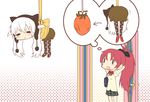  :&lt; =_= bdsm blush bondage bound closed_eyes food fruit hanging_food long_hair magical_girl mahou_shoujo_madoka_magica mahou_shoujo_madoka_magica_movie momoe_nagisa multiple_girls pantyhose persimmon polka_dot polka_dot_legwear ponytail red_hair ribbon ribbon_bondage sakura_kyouko school_uniform short_twintails strawberry teardrop thought_bubble tied_up twintails two_side_up umiroku white_hair ||_|| 