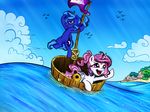  duo equine female feral flag friendship_is_magic horn horse karol_pawlinski mammal my_little_pony open_mouth pony princess_celestia_(mlp) princess_luna_(mlp) sea vocalmaker water winged_unicorn wings young 