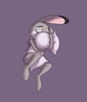  disney female floating judy_hopps lagomorph mammal off_shoulder pillow purple_background rabbit simple_background solo starshippizza zootopia 