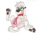  balls bow_tie canine canine_penis dog erection eyewear glasses green_eyes knot male mammal mr._peabody mr._peabody_and_sherman penis plain_background qwertydragon solo 