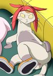  alien anthro anus betelgeusian blush butt cat feline fur hat jerseydevil lying male mammal meow_(space_dandy) nude pillow shoes space_dandy upset whiskers 