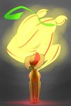  apple applejack_(mlp) blonde_hair cowboy_hat cutie_mark equine female friendship_is_magic fruit glowing glowing_eyes green_eyes hair hairband hat horse long_hair looking_at_viewer mammal my_little_pony pony solo two_tone_hair underpable 